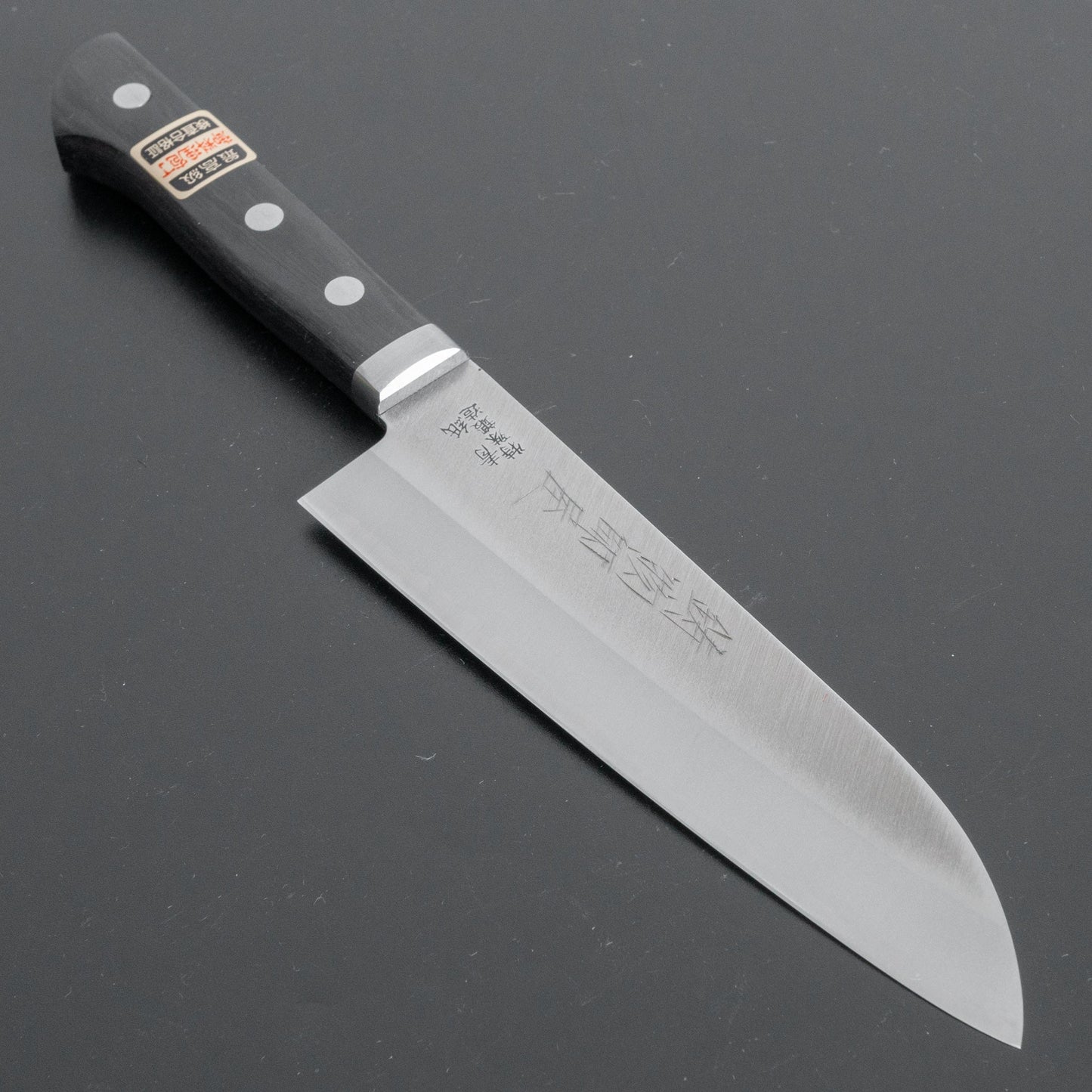 Hitohira Imojiya MZ Blue #2 Stainless Clad Santoku 145mm Pakka Handle - HITOHIRA