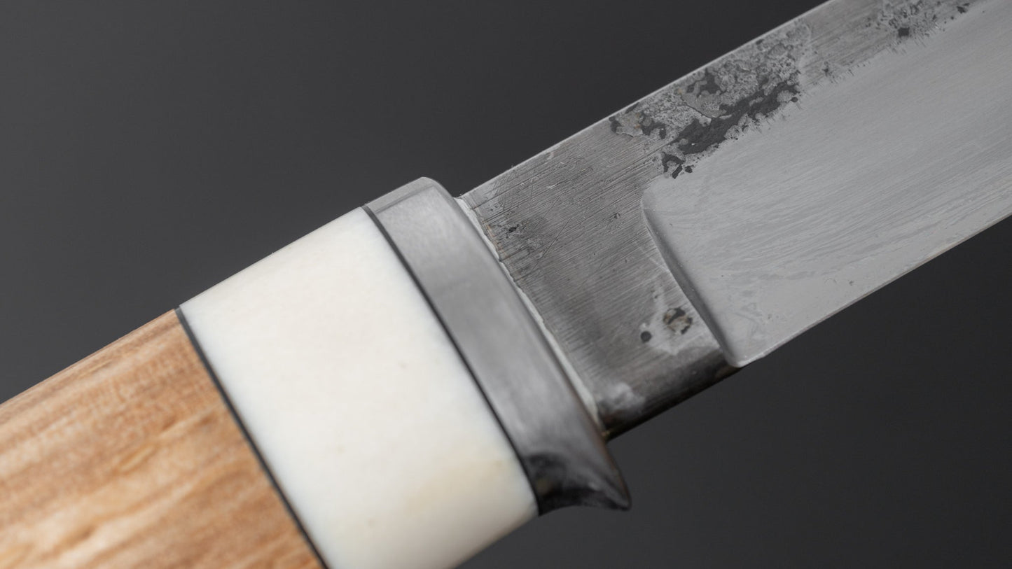 Kanatoko Work Knife Fixed Blade 80mm Oak Handle (#006) - HITOHIRA