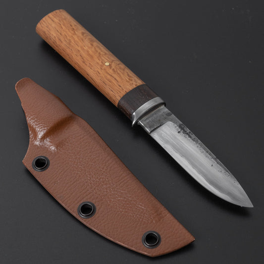 Kanatoko Work Knife Fixed Blade 80mm Oak Handle (#007) - HITOHIRA