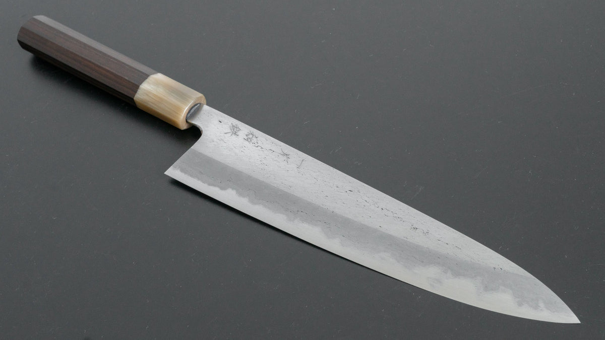Hitohira Tanaka Kyuzo Blue #1 Watetsu Migaki Gyuto 240mm Taihei Makassar Ebony Handle (#001/ Saya) - HITOHIRA