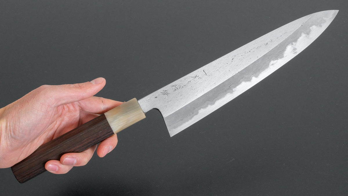 Hitohira Tanaka Kyuzo Blue #1 Watetsu Migaki Gyuto 240mm Taihei Makassar Ebony Handle (#001/ Saya) - HITOHIRA