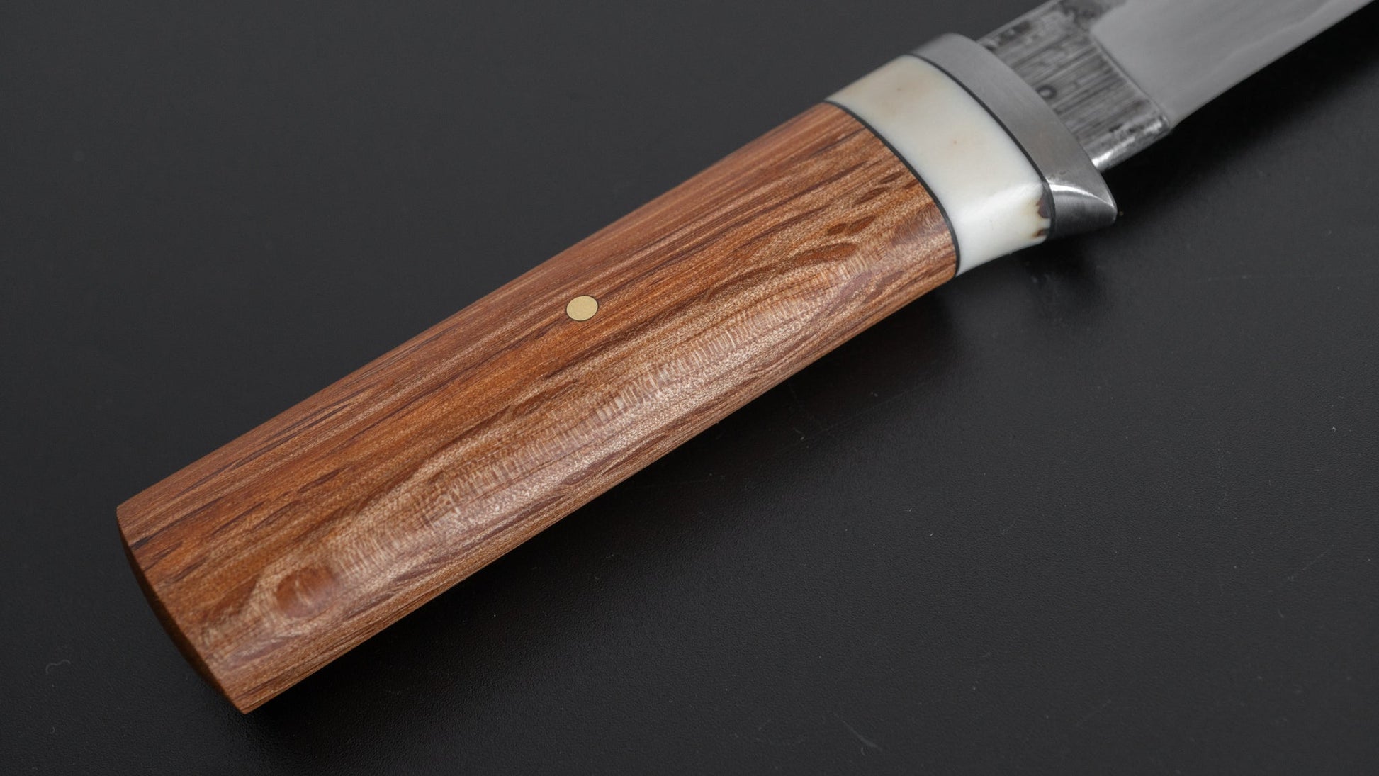 Kanatoko Work Knife Fixed Blade 80mm Red Oak Handle (#001) - HITOHIRA