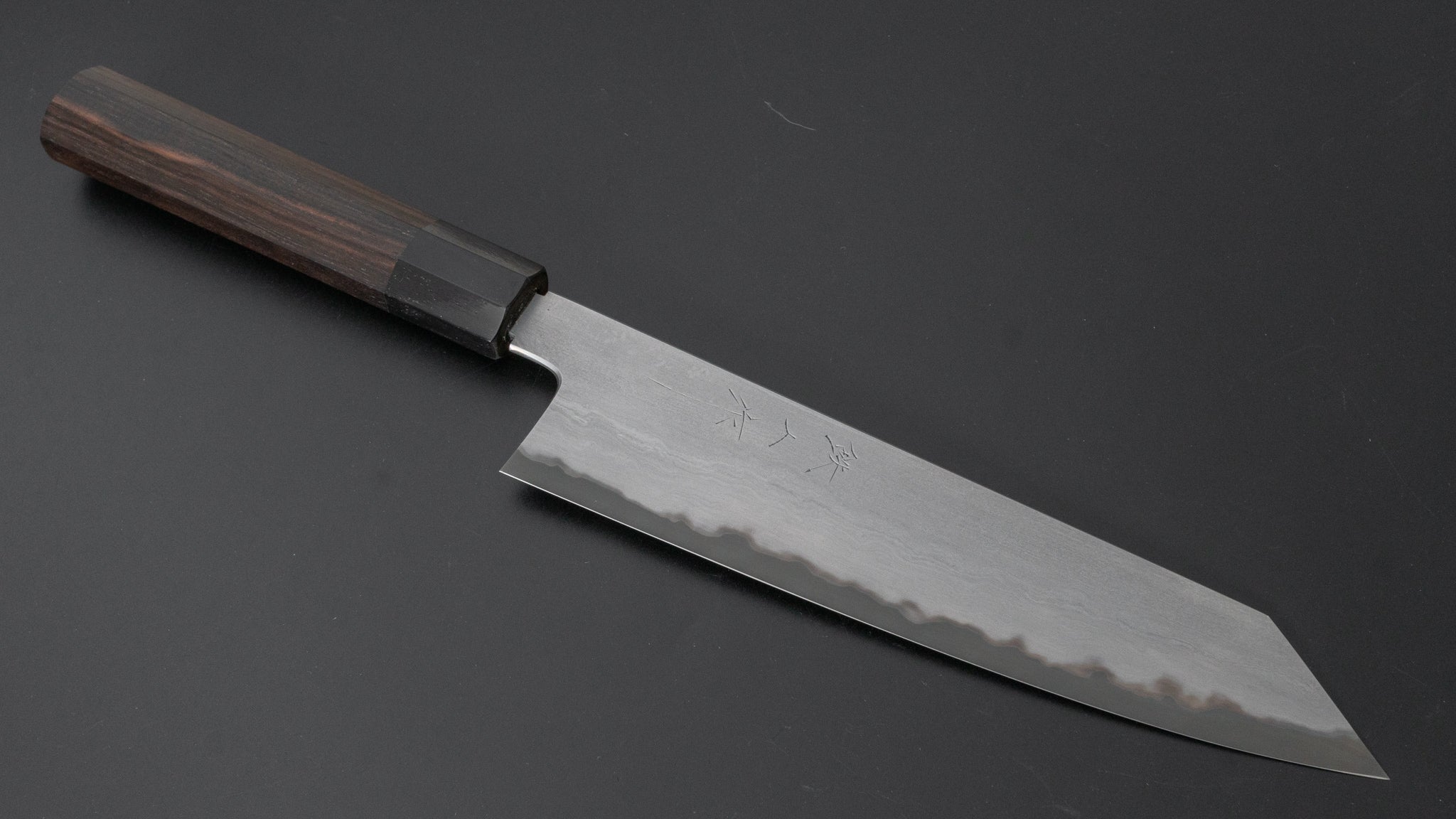 Tetsujin Blue #2 Metal Flow Kiritsuke Gyuto 210mm Taihei Makassar Ebony  Handle – HITOHIRA