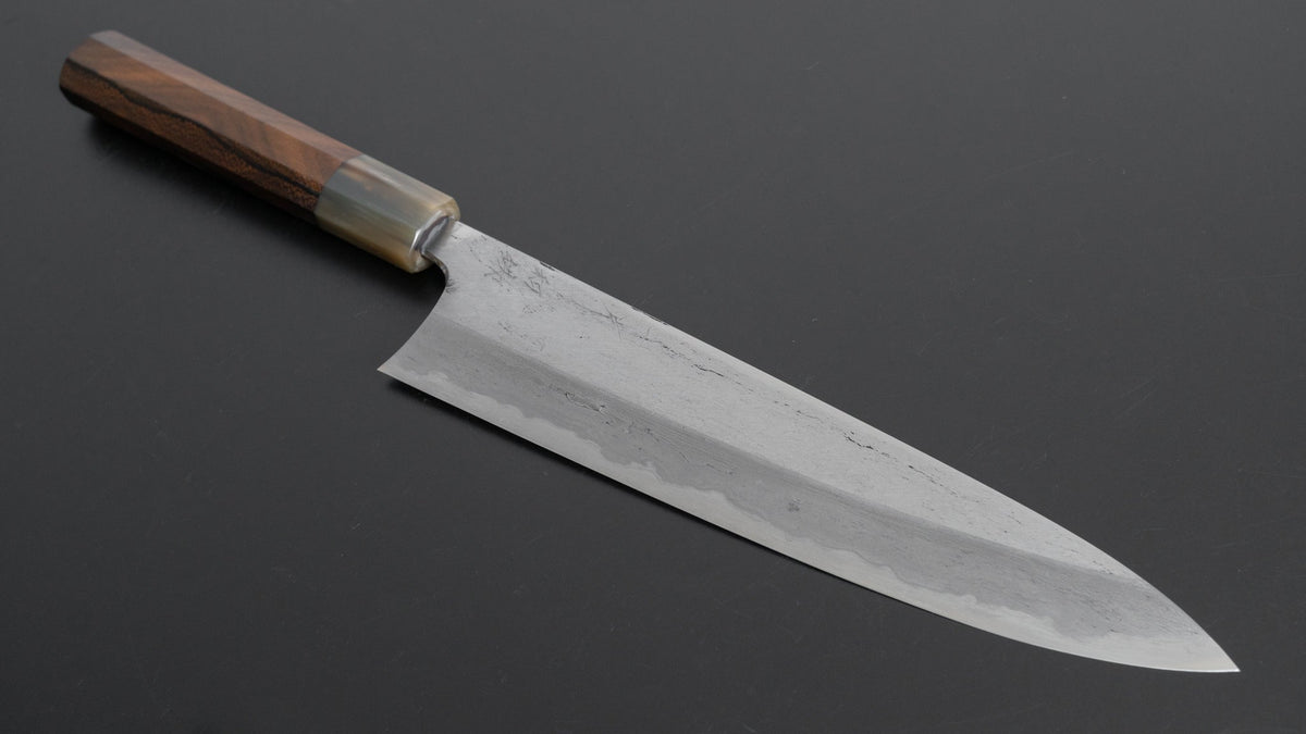 Hitohira Tanaka Kyuzo Blue #1 Watetsu Migaki Gyuto 240mm Ziricote Handle (#002/ Saya) - HITOHIRA