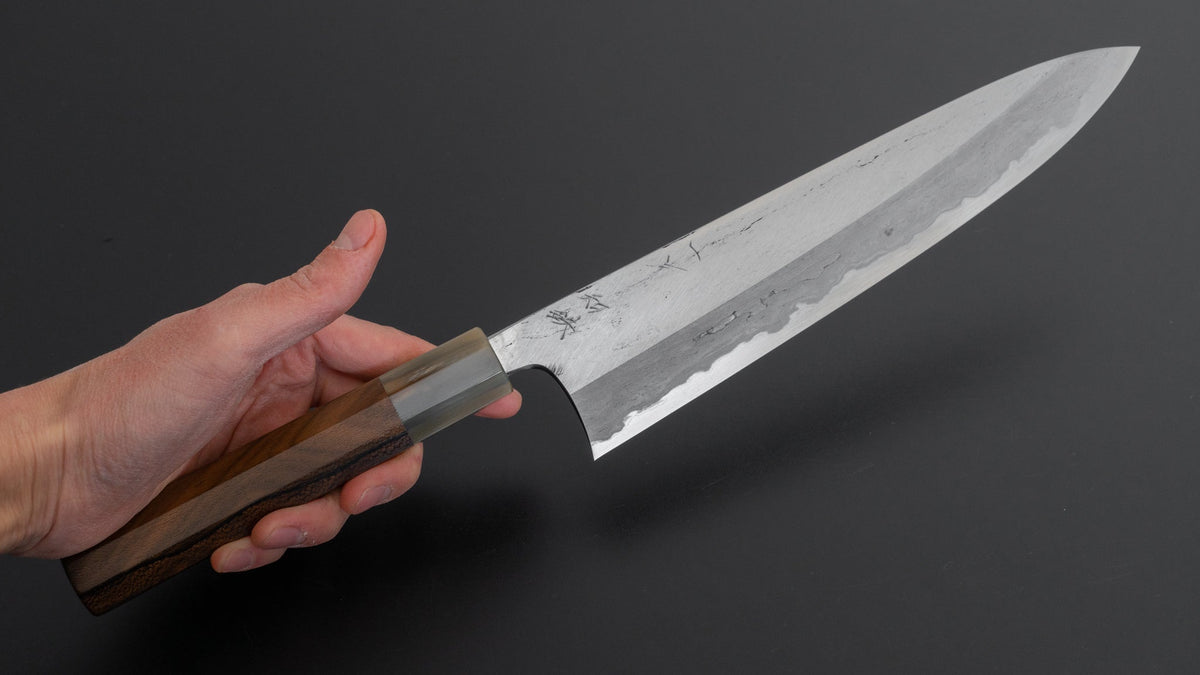 Hitohira Tanaka Kyuzo Blue #1 Watetsu Migaki Gyuto 240mm Ziricote Handle (#002/ Saya) - HITOHIRA