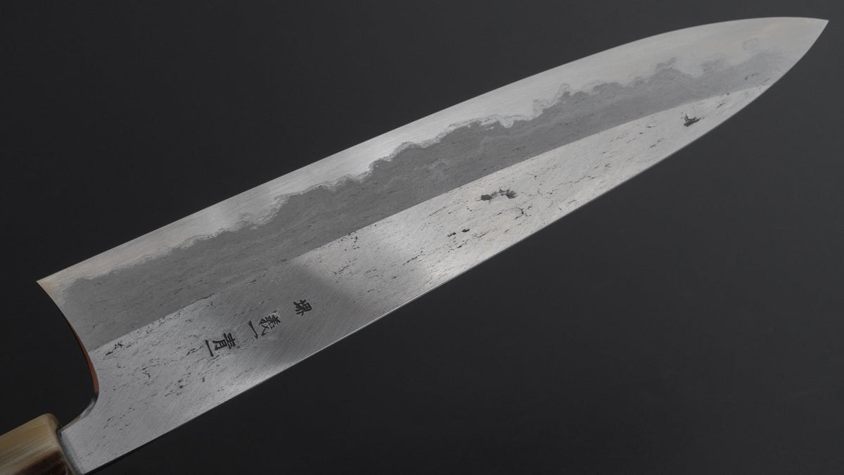 Hitohira Tanaka Kyuzo Blue #1 Watetsu Migaki Gyuto 240mm Ziricote Handle (#002/ Saya) - HITOHIRA