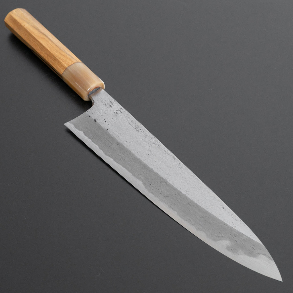 Hitohira Tanaka Kyuzo Blue #1 Watetsu Migaki Gyuto 240mm Kurokaki Persimmon Handle (#003/ Saya) - HITOHIRA