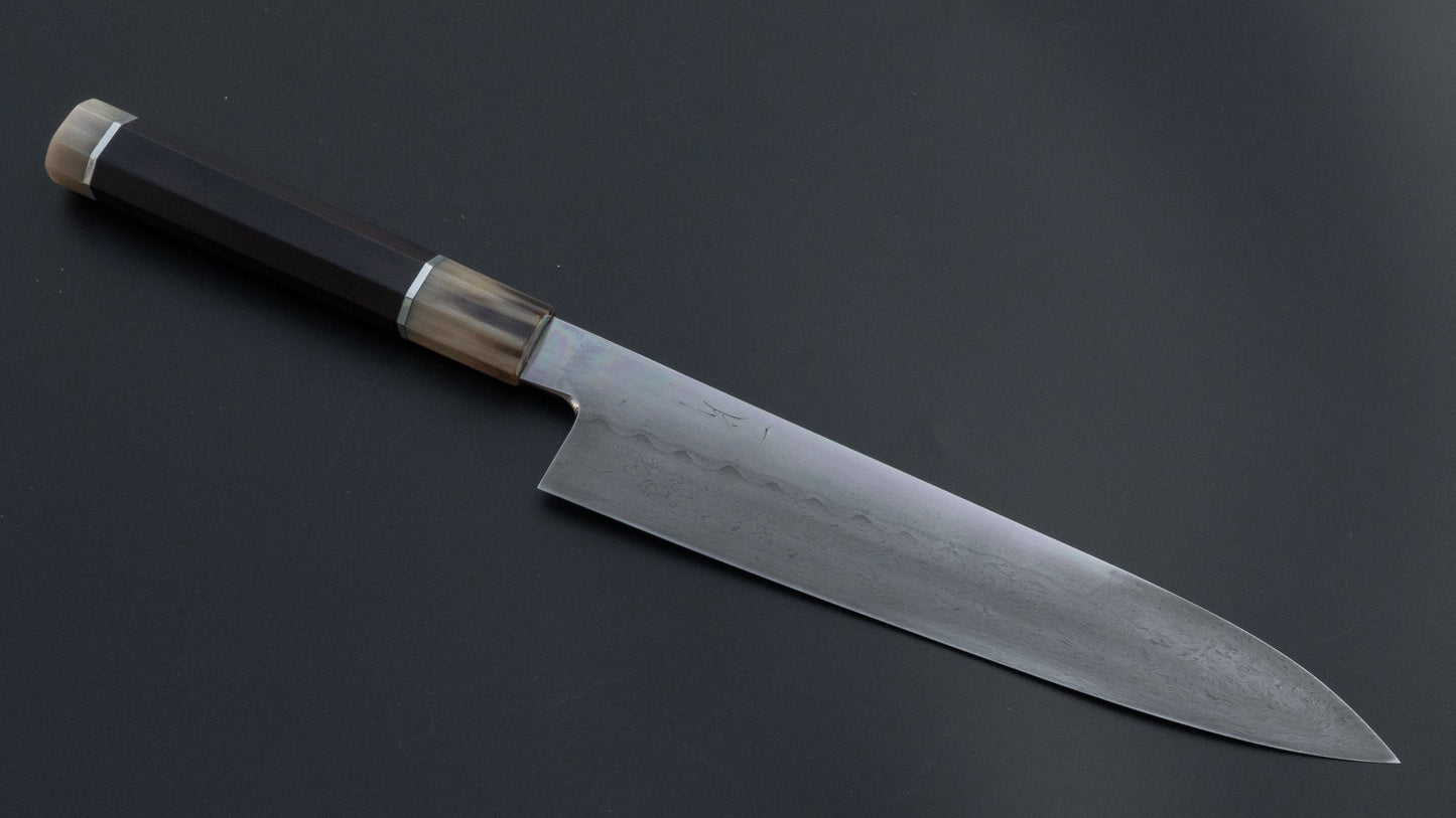 Hitohira Shiraki Yohei Blue #1 Mizu-Honyaki Limited Gyuto 240mm Taihei Ebony Handle (#2) | HITOHIRA