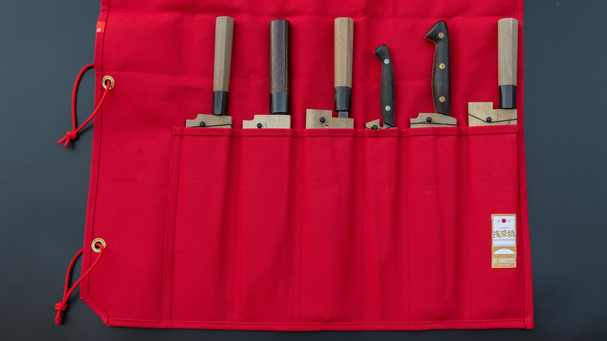 HI-CONDITION Hanpu Canvas 6 Pockets Knife Roll Red - HITOHIRA