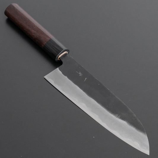 Hitohira MS Kurouchi Blue #2 Santoku 165mm Rosewood Handle - HITOHIRA